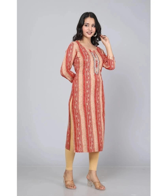 JC4U - Red Rayon Womens Straight Kurti ( Pack of 1 ) - None