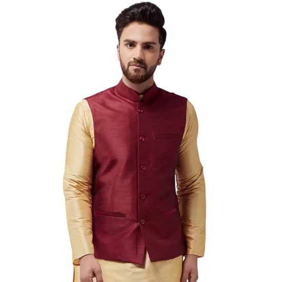 Banity Bey Men's Silk Blend Black Designer Ethnic Nehru Jacket/Modi Jacket/Waistcoat