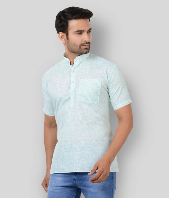 Maharaja - Green Cotton Blend Mens Shirt Style Kurta ( Pack of 1 ) - None