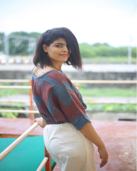 Indigo Puzzle Handwoven Organic Cotton Crop Top