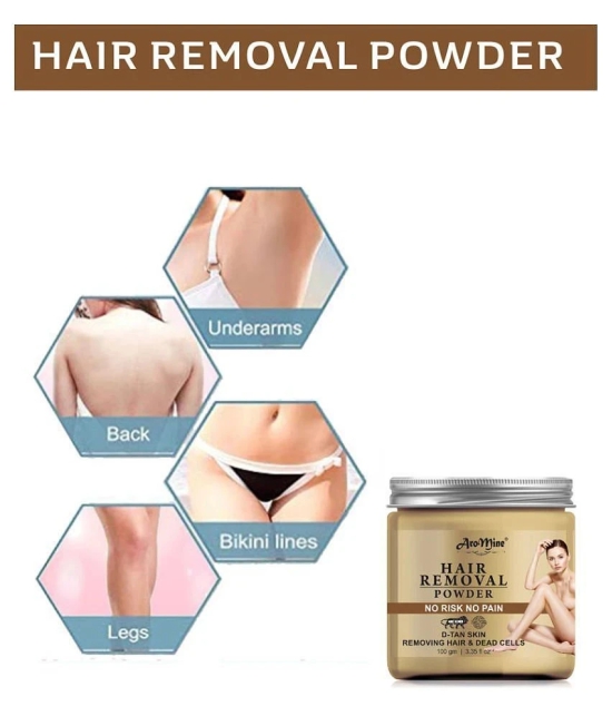 Aromine Hair Removal Powder For D-Tan Skin, & All Body Hair Removal Powder Hair Parts For easy Remove No Rics No Pain 100 g