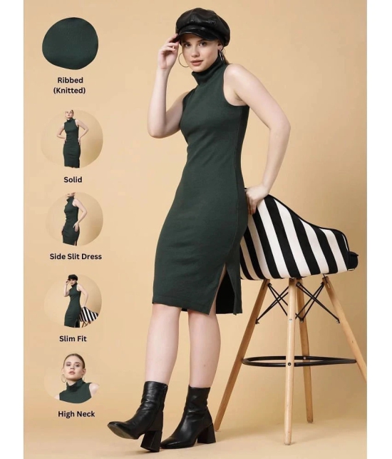 Rigo Woollen Solid Knee Length Womens Bodycon Dress - Green ( Pack of 1 ) - None