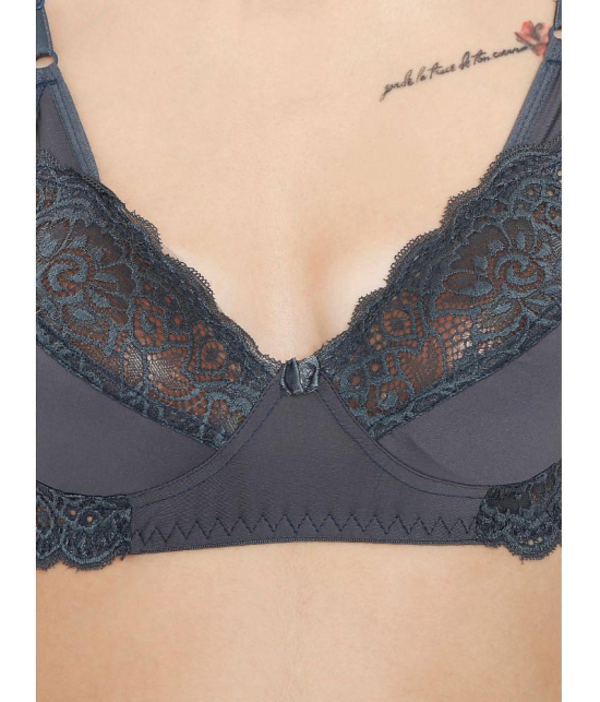 ILRASO - Dark Grey Lace Non Padded Women's T-Shirt Bra ( Pack of 1 ) - None