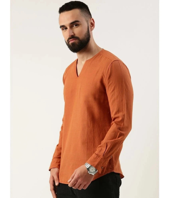 Bene Kleed Rust Cotton Blend Mens Regular Kurta ( Pack of 1 ) - None