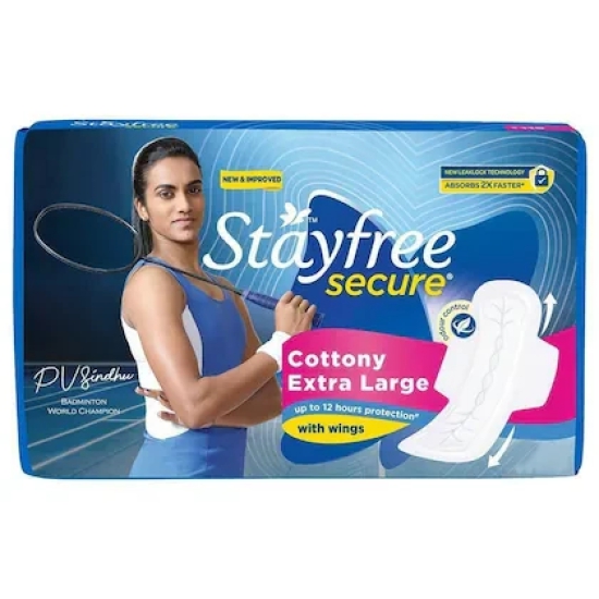 Stayfree Secure Xl Cottony With Wings, 20 Pcs