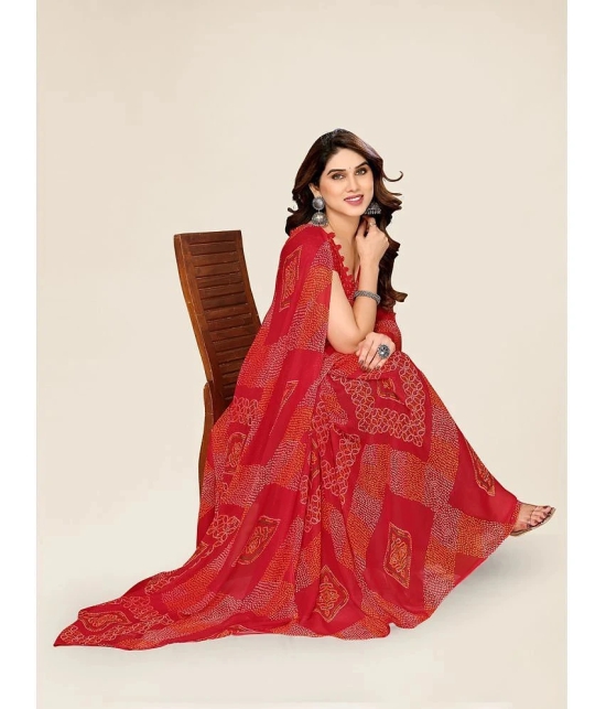 ANAND SAREES Georgette Printed Saree With Blouse Piece - Red ( Pack of 1 ) - Red