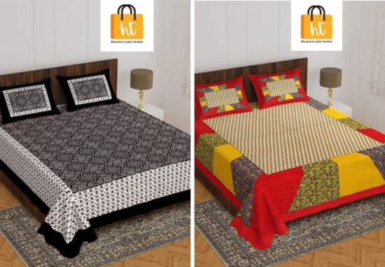 Bedsheet  Adda -100% Pure Cotton Jaipuri Printed Double Bedsheet-