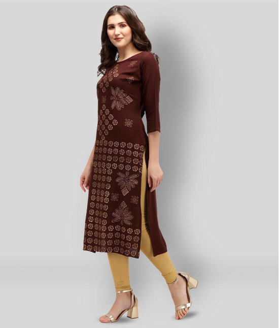 Estela - Brown Rayon Women's Straight Kurti - None