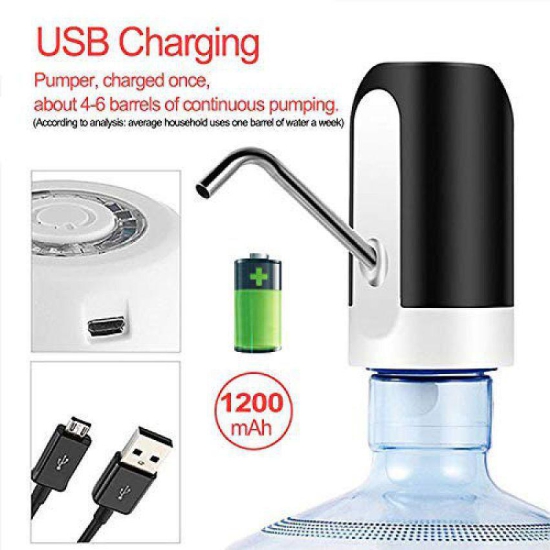 Automatic Wireless Electric Rechargeable Drinking Water Dispenser Pump for 20 Liter Bottle Can with USB Charging Cable (Assorted Color)