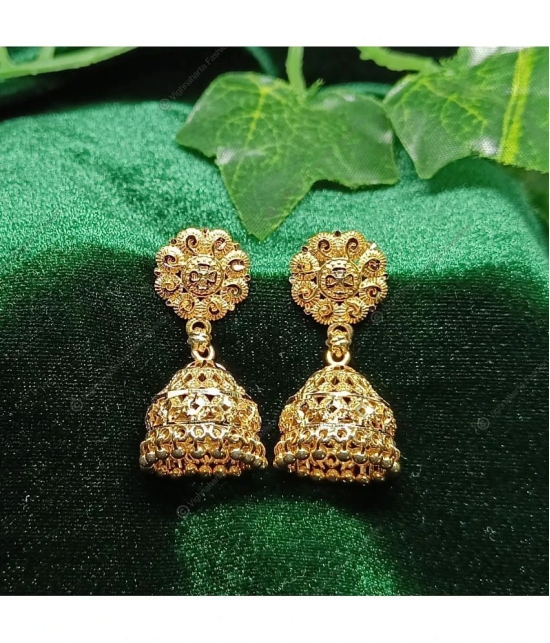 VIVASTRI Golden Jhumki Earrings ( Pack of 1 ) - Golden