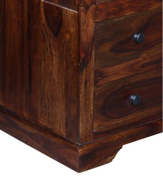 Solid Teak Wood 2 Door Wardrobe-Brown