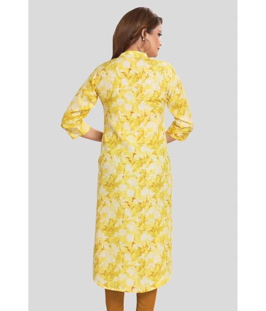 Meher Impex Cotton Printed Straight Womens Kurti - Yellow ( Pack of 1 ) - None