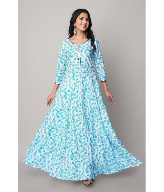 GOD BLESS - Light Blue Rayon Women's Gown ( Pack of 1 ) - None