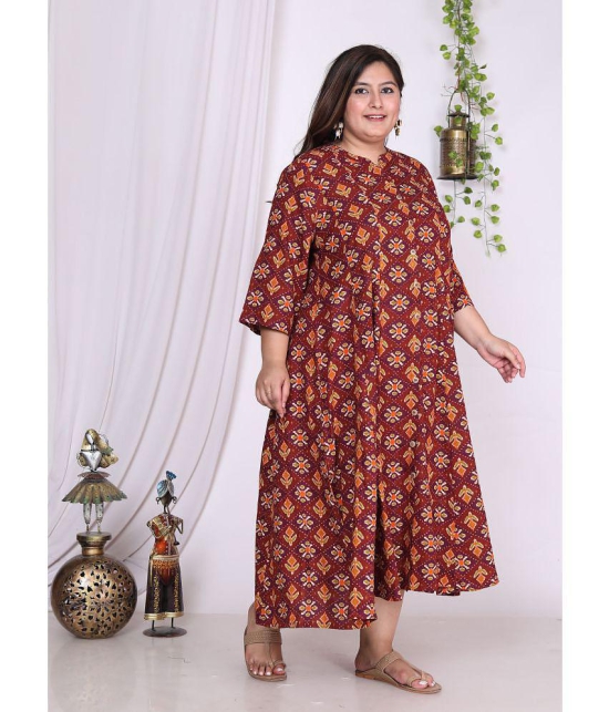 Swasti Cotton Blend Printed Anarkali Womens Kurti - Maroon ( Pack of 1 ) - None