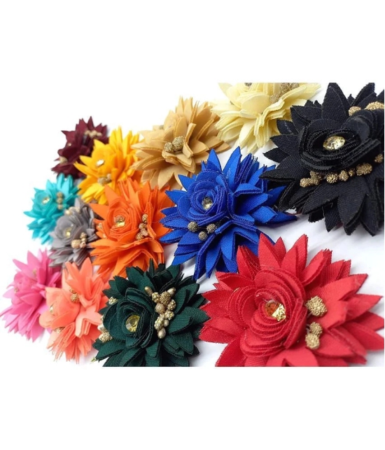 PRANSUNITA Polyster tem Less Fabric Rose Flower with Pollens, Decoration Flowers ( Pack of 6 )