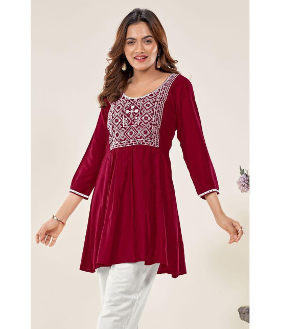 Glomee - Maroon Viscose Womens Tunic ( Pack of 1 ) - None