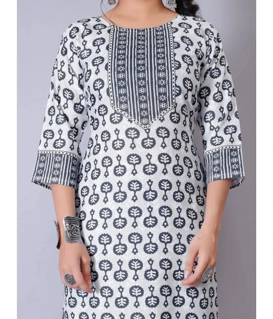 RIAANA Cotton Blend Printed Straight Womens Kurti - White ( Pack of 1 ) - None