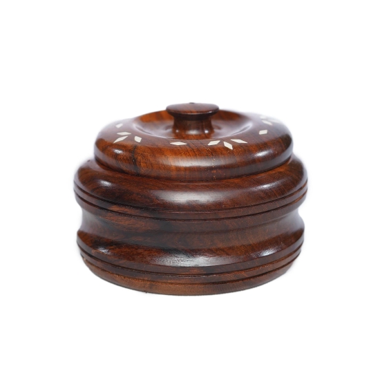 Handcrafted Wooden Stainless Steel Container with Inlay-