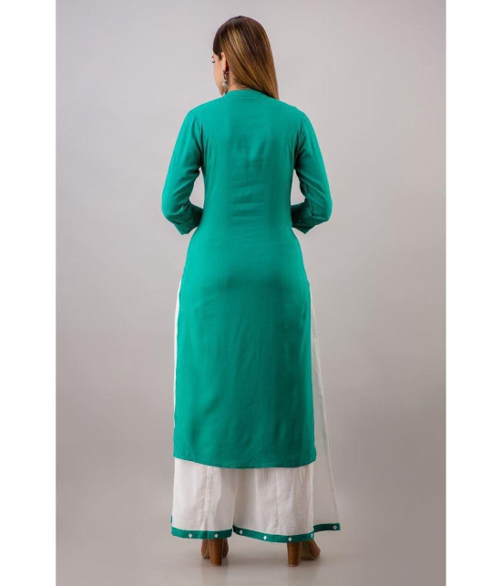 MAUKA - Turquoise Straight Rayon Women's Stitched Salwar Suit ( Pack of 1 ) - None