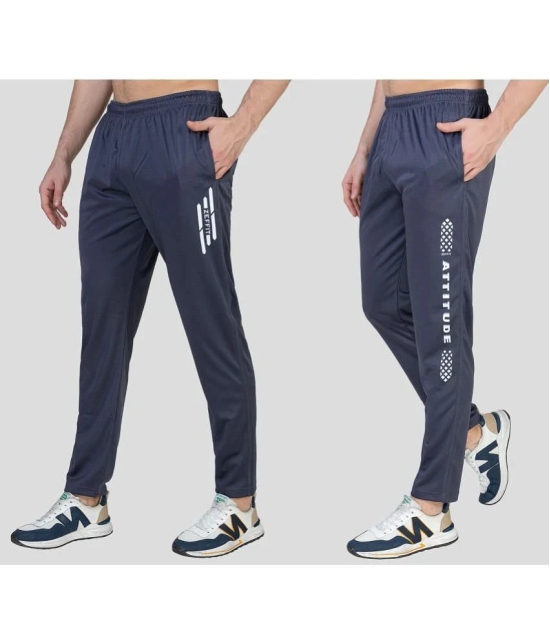 Zeffit - Grey Lycra Mens Trackpants ( Pack of 2 ) - None