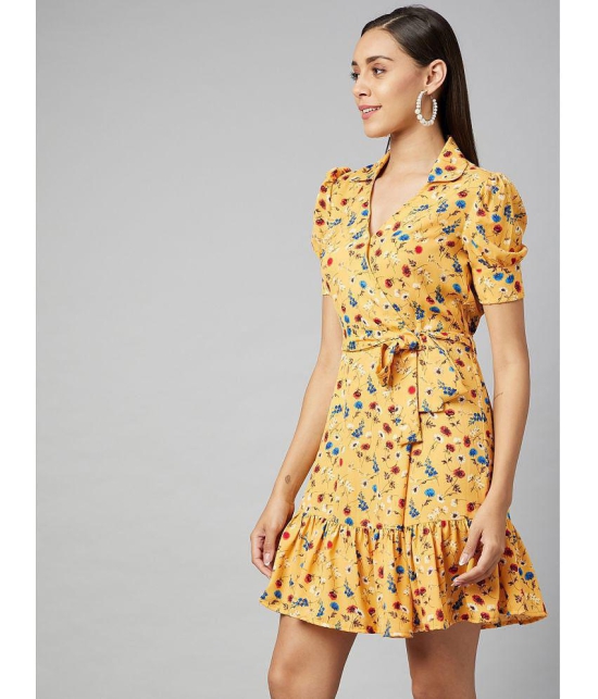 StyleStone Crepe Yellow Fit And Flare Dress - - L