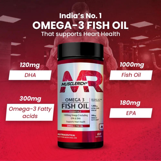 MuscleRich Omega-3 Fish Oil (1000mg Omega 3 including EPA & DHA) 60 Softgel