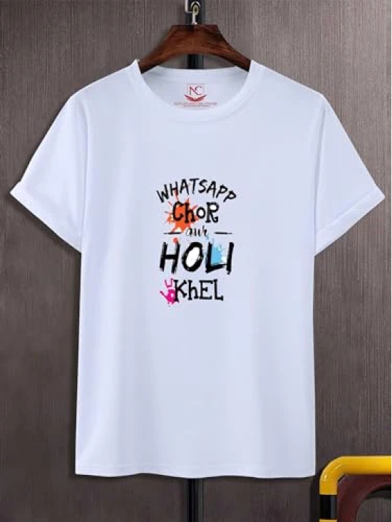 NITYANAND CREATIONS Round Neck White Holi T-Shirt for MEN-HOLI-T-SHIRT-11584-XL