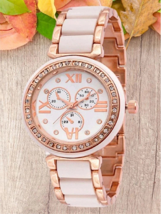 Rhonium Pink Metal Analog Womens Watch