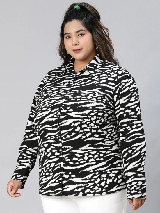 Oxolloxo Plus Size Relaxed Animal Printed Casual Shirt