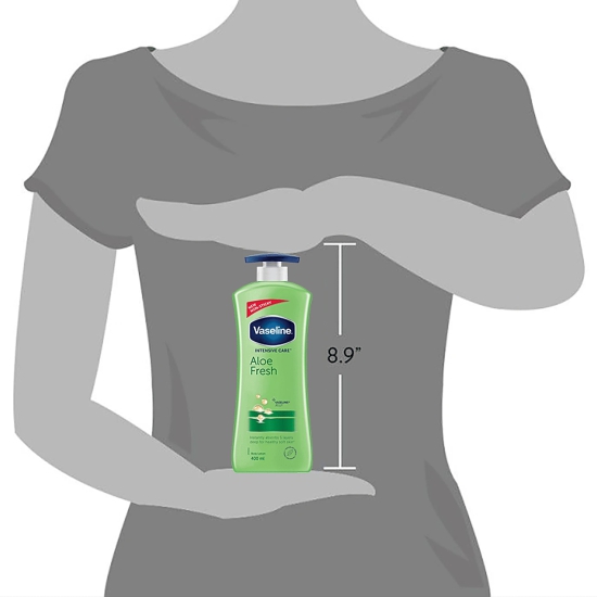 Vaseline Intensive Care Aloe Fresh Body Lotion - For Healthy Soft Skin, + Vaseline Jelly, Instantly Absorbs 5 Layers Deep, 400 Ml