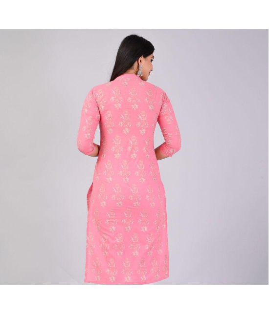 MAUKA Rayon Printed Straight Womens Kurti - Pink ( Pack of 1 ) - None