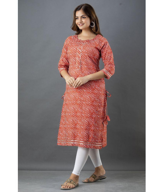 Lee Moda - Orange Cotton Womens Straight Kurti ( Pack of 1 ) - None