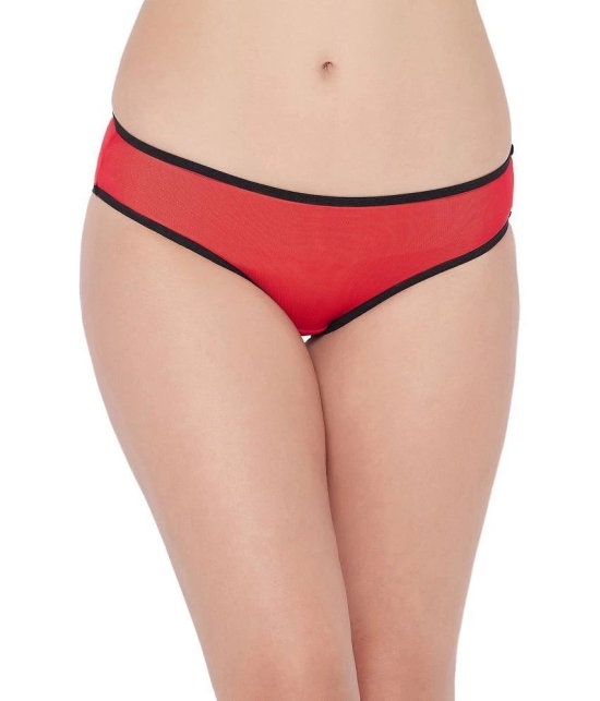 Clovia Pack of 1 Lace Solid Womens Thongs ( Red ) - None