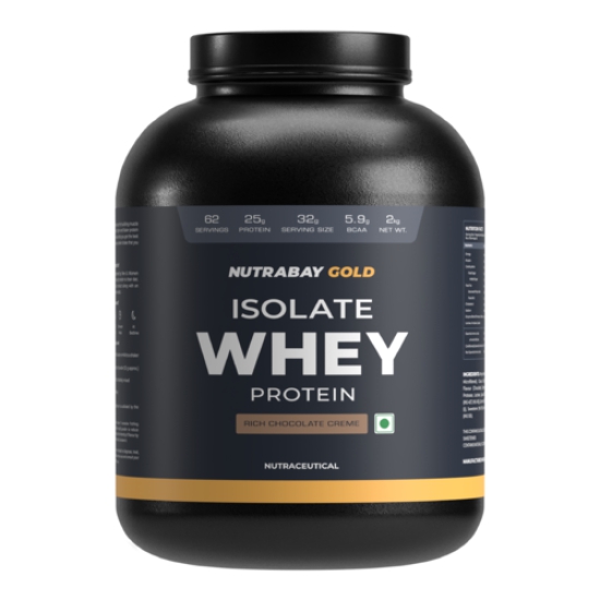 Nutrabay Gold Whey Protein Isolate Powder - 2kg, Rich Chocolate Creme | 25g Protein, 5.9g BCAA | Easy to Digest | NABL Lab Tested | Muscle Growth & Recovery | Rich in Glutamic Acid | For Men & Women