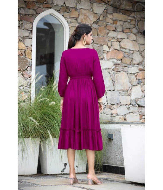 JASH CREATION Polyester solid Knee Length Womens Fit & Flare Dress - Purple ( Pack of 1 ) - None