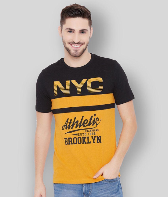 AUSTIN WOOD - Yellow Cotton Blend Regular Fit  Mens T-Shirt ( Pack of 1 ) - None