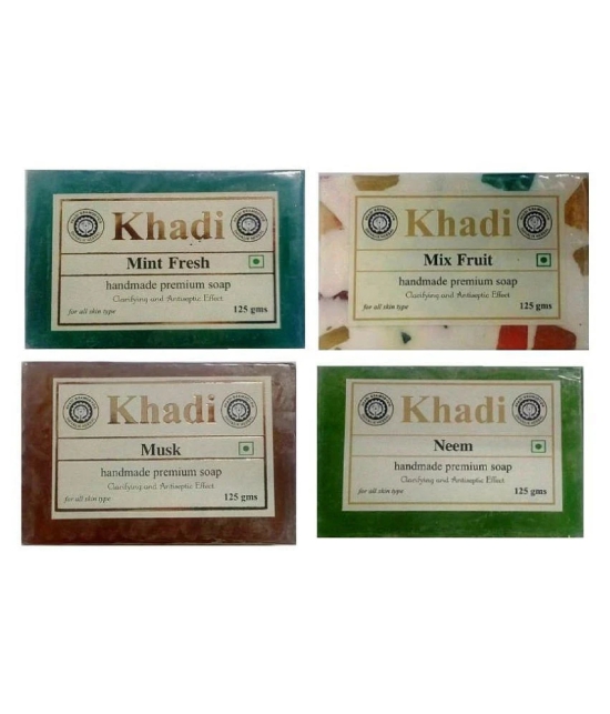 Khadi Herbal Soap Combo: Mint Fresh, Mix Fruit, Musk & Neem Soap 500 gm Pack of 4