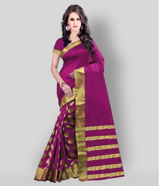 Bhuwal Fashion - Pink Cotton Blend Saree  With Blouse Piece ( Pack of 1 ) - Pink