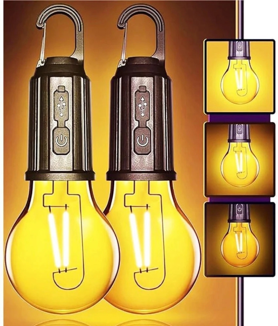 Hanging USB Rechargeable Light Bulb consumes low power and has two dimming modes. - Black