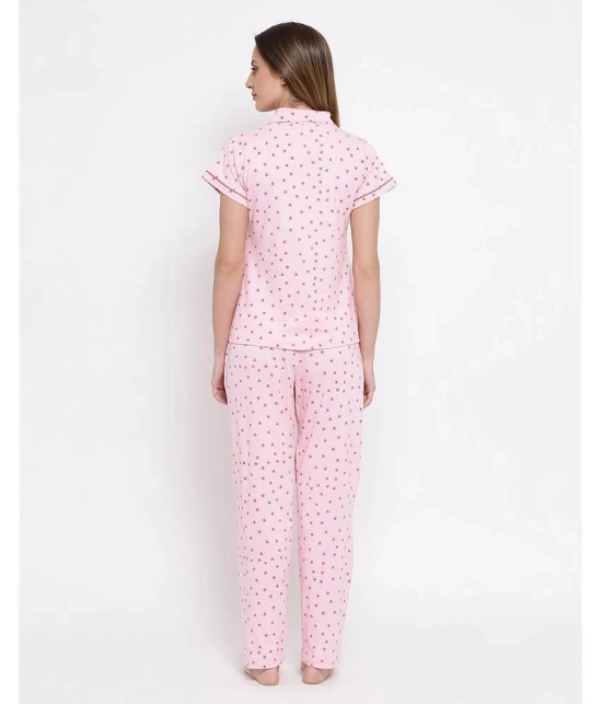 Clovia Pink Cotton Womens Nightwear Nightsuit Sets ( Pack of 1 ) - None