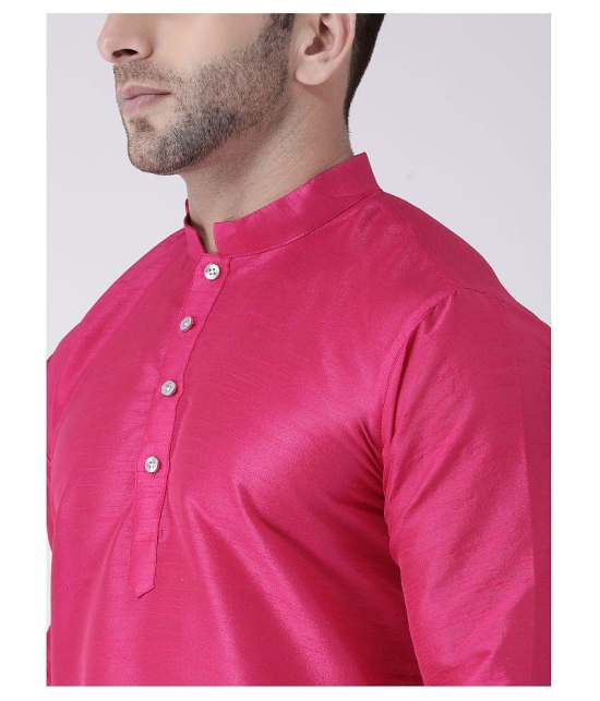 Hangup Pink Silk Blend Dhoti Kurta Set - None