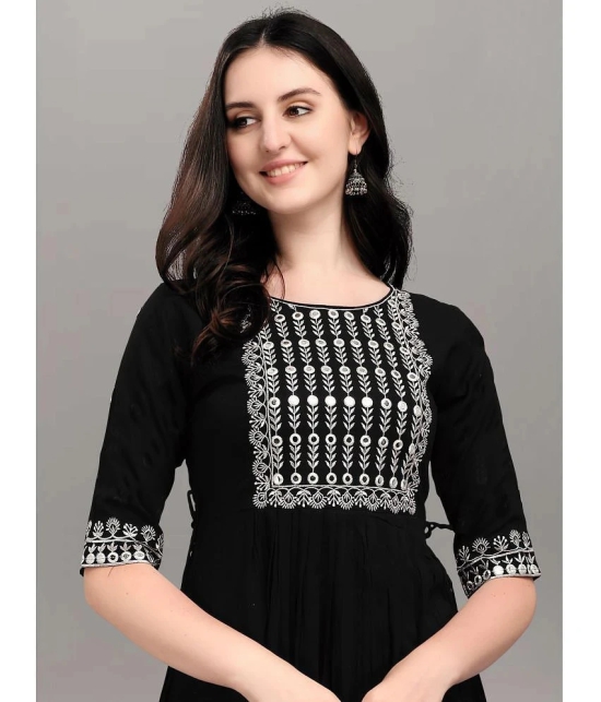 JASH CREATION - Black Rayon Womens Nayra Kurti ( Pack of 1 ) - None