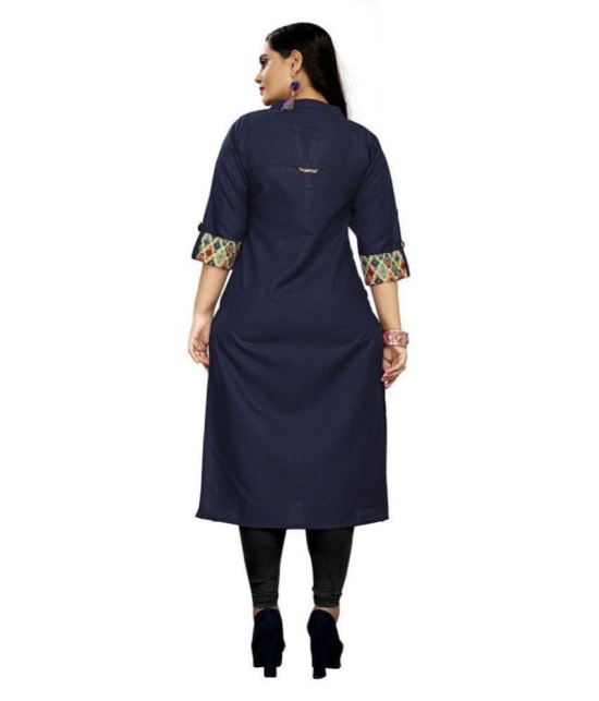 Rangrasiya - Blue Cotton Women''s Straight Kurti ( Pack of 1 ) - L