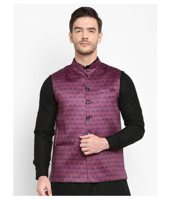 Hangup Mauve Cotton Blend Nehru Jacket - None