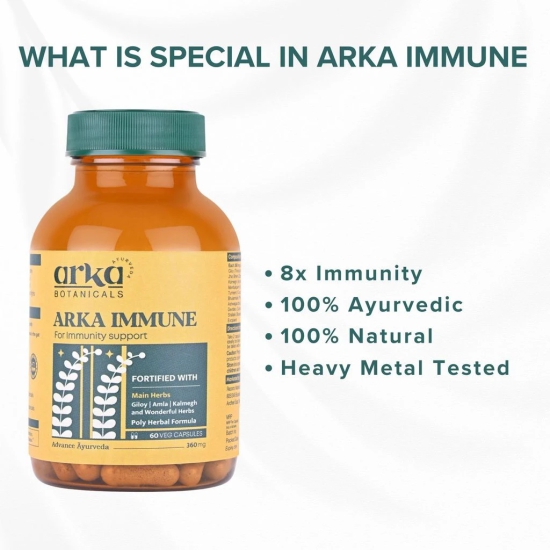 Arka Botanicals Arka Immune - 60 Veg Capsules | Ayurvedic Immunity Booster with Giloy, Amla & Kalmegh | Antioxidant Support for Immune Health | Vegan & Natural Herbal Supplement