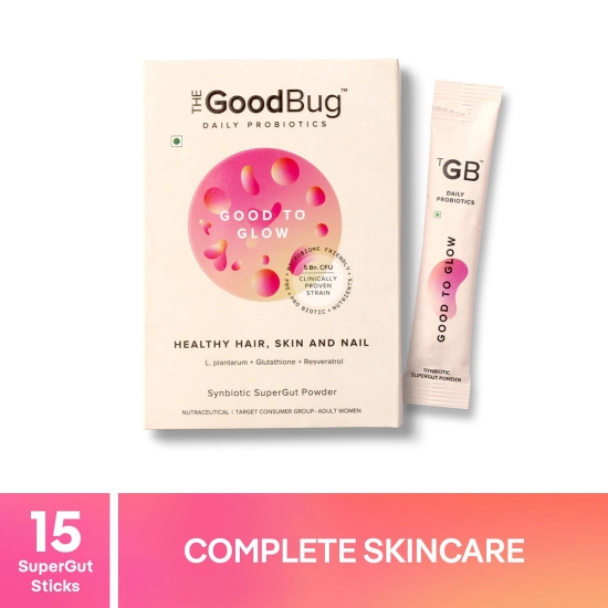 The Good Bug Good To Glow SuperGut Powder for Glowing Skin  Pre  Probiotic Supplement for Healthier Skin Hair  Nails for Women 15 Days Pack-The Good Bug Good To Glow SuperGut Powder for Glowing S