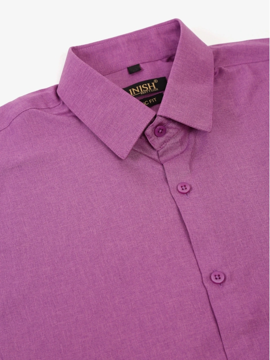 Mens Cotton Solid Half Sleeves Formal Shirt-S / Purple