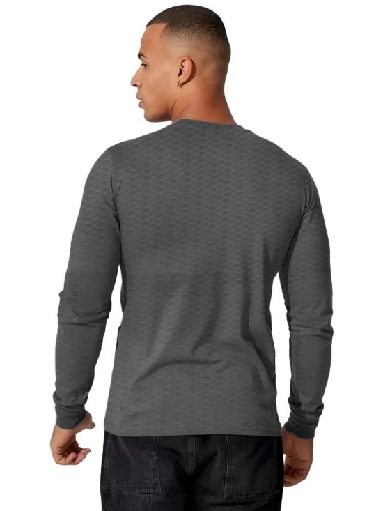 Leotude Cotton Blend Regular Fit Self Design Full Sleeves Mens T-Shirt - Grey ( Pack of 1 ) - None