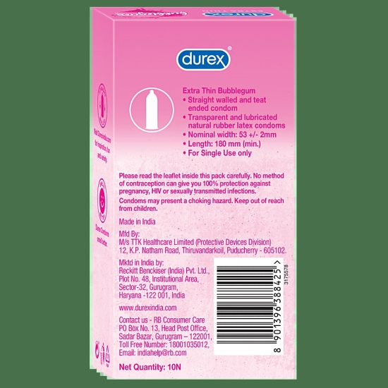 Durex Bubblegum Flavoured Condom, 10 pcs