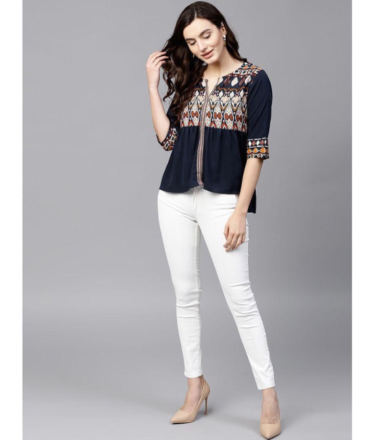 Pannkh Crepe Regular Tops - Navy Single - M